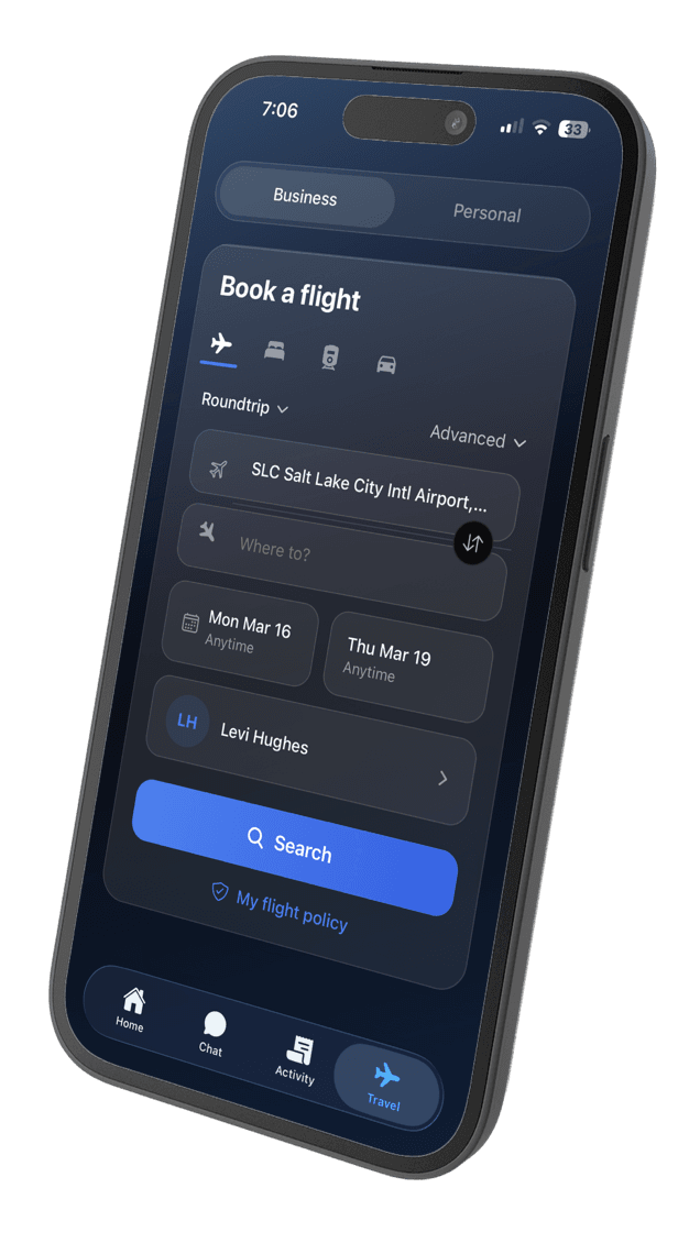 PuraFi mobile — book a flight